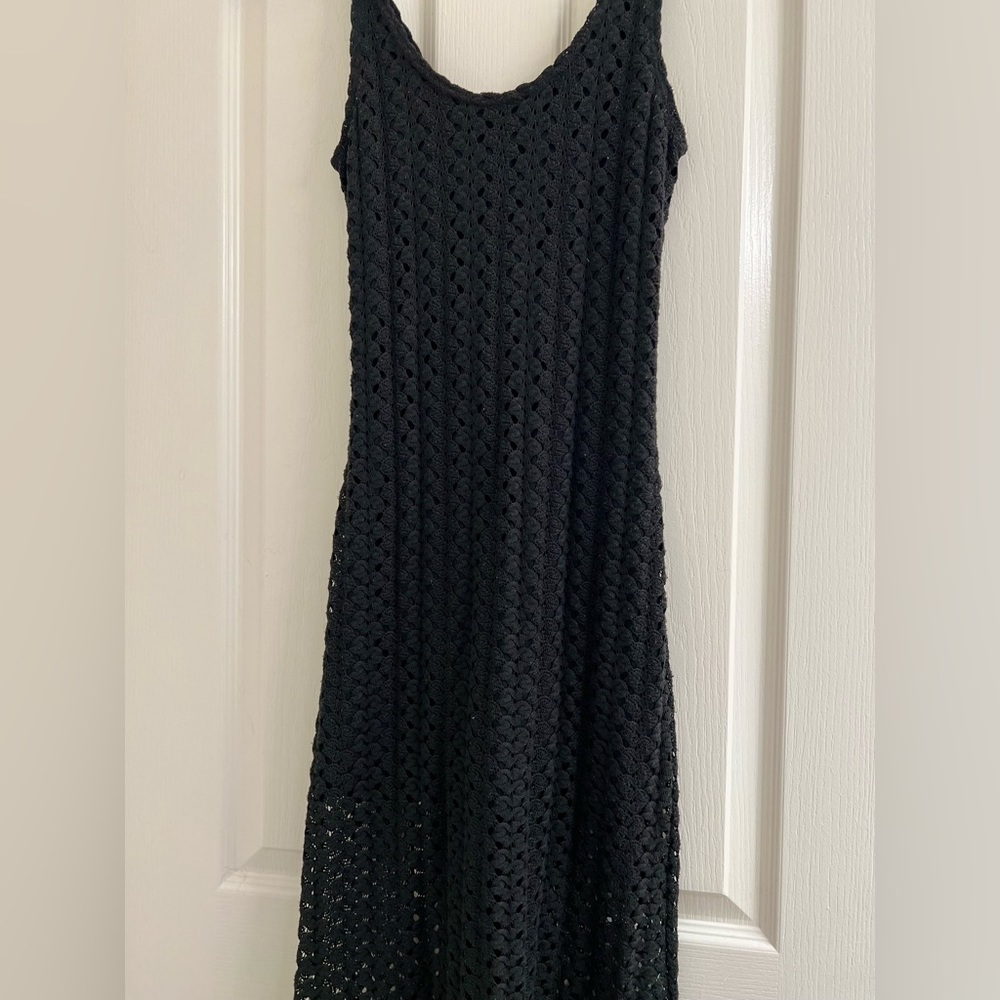 Black Crocheted Strap Dress, Small/Petit
